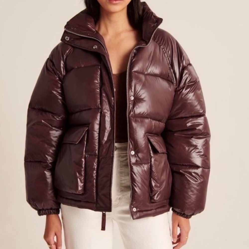 🤎Abercrombie Utility Puffer Jacket In Brown🤎